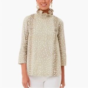 Tuckernuck Antelope Faye Blouse Fawn Animal Print XXL